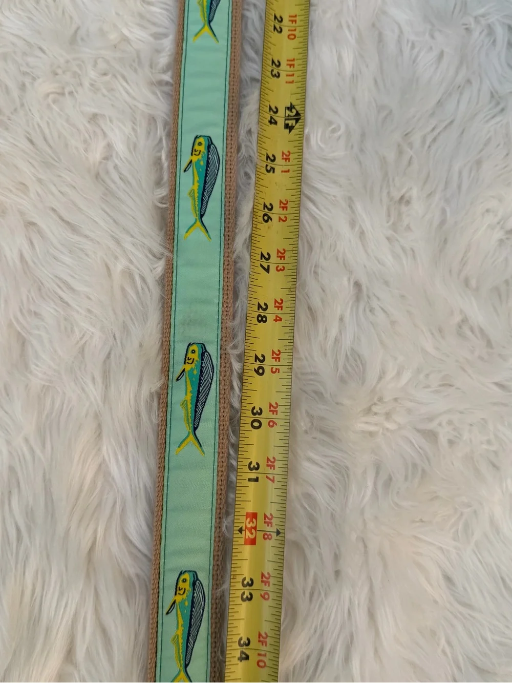Preston Green Embroidered Fish Strap, sz 38, long 44 inches